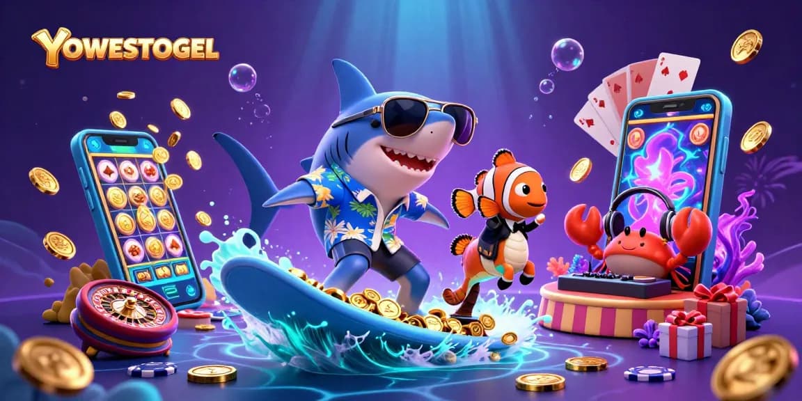 YOWESTOGEL brings gaming excitement with a vibrant underwater scene and thrilling slot action.