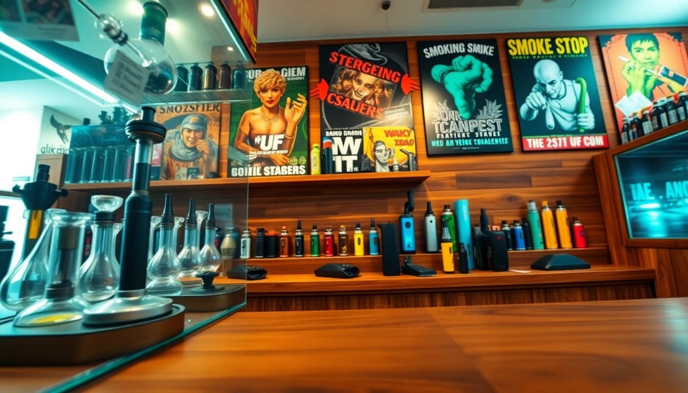 Shop high-quality products at a 24 Hour Smoke Shop near me Miami featuring vibrant displays and modern designs.