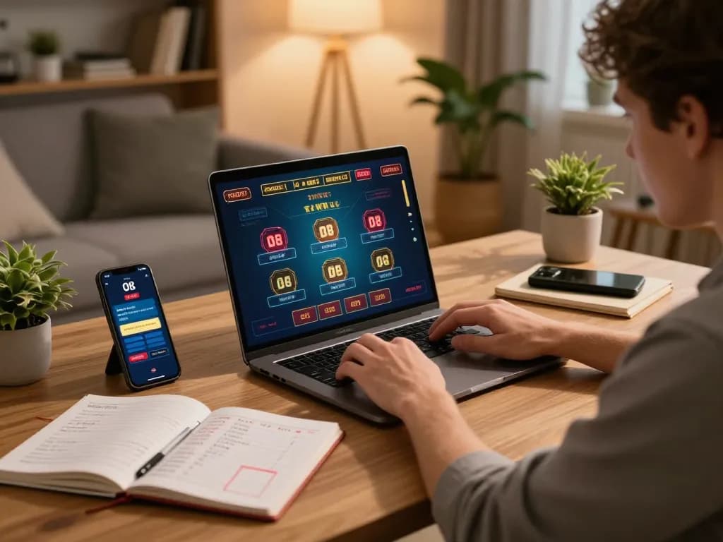 Engaged player exploring the trang chủ o8 online casino platform on a laptop.