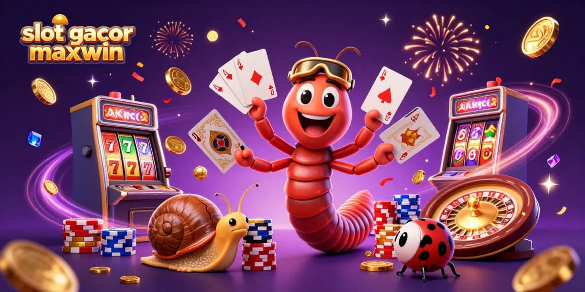 Spin to win with slot gacor maxwin, enjoy a vibrant casino scene featuring animated characters and dynamic gaming elements.