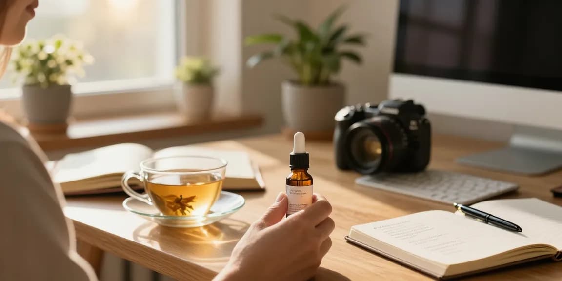 cbd online canada - a person peacefully using full-spectrum CBD oil in a sunlit home environment.