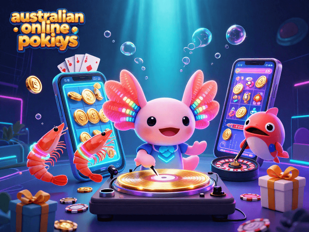 Engage with vibrant australian online pokies action showcased by a colorful underwater DJ scene.