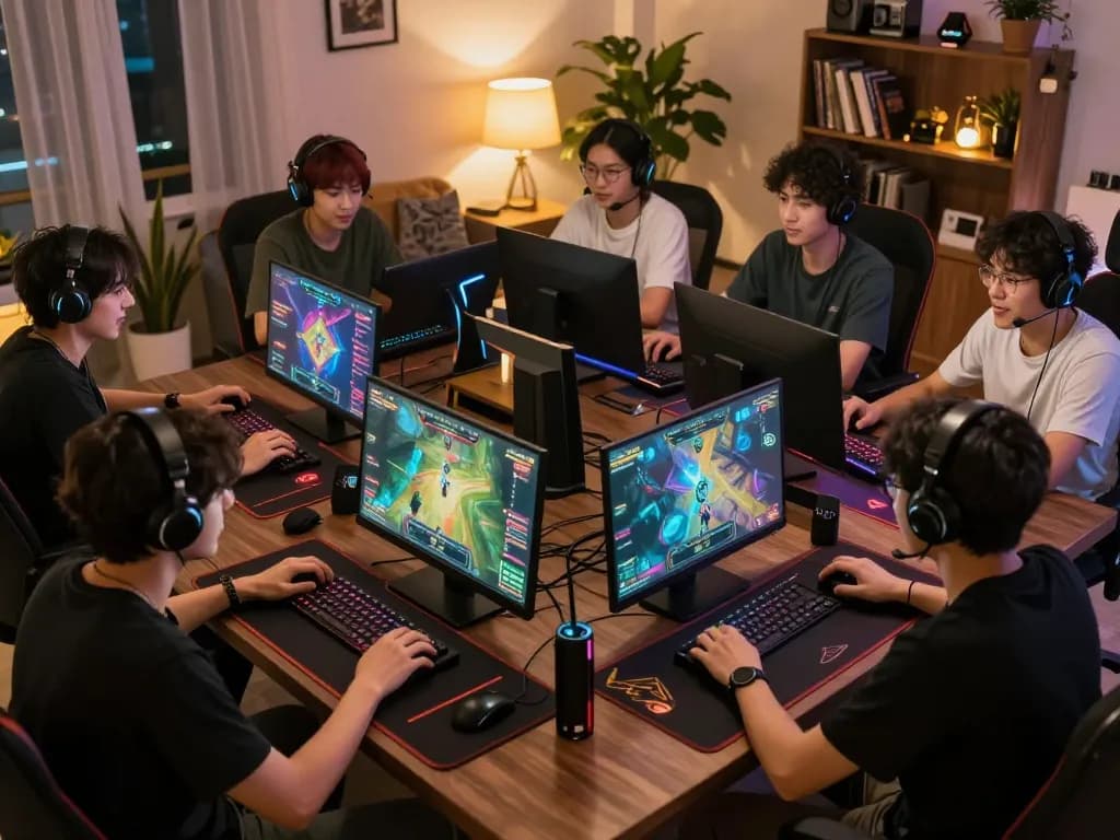 Engaging players immersed in an nsfw game on their computers, showcasing strategic gameplay excitement.