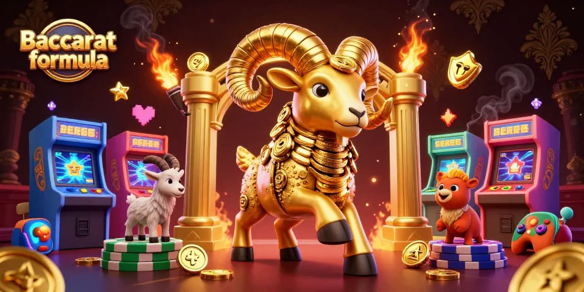 Experience the dynamic Baccarat formula in this thrilling 3D casino illustration with vibrant characters and elements.