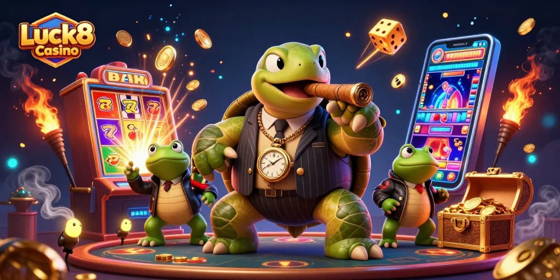 Experience the thrills at Luck8 Casino with vibrant 3D scenes highlighting excitement and jackpots