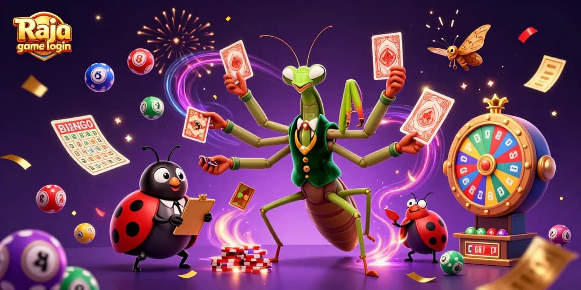 Engage in thrilling gameplay with Raja game login surrounded by colorful lottery elements and festive decorations.