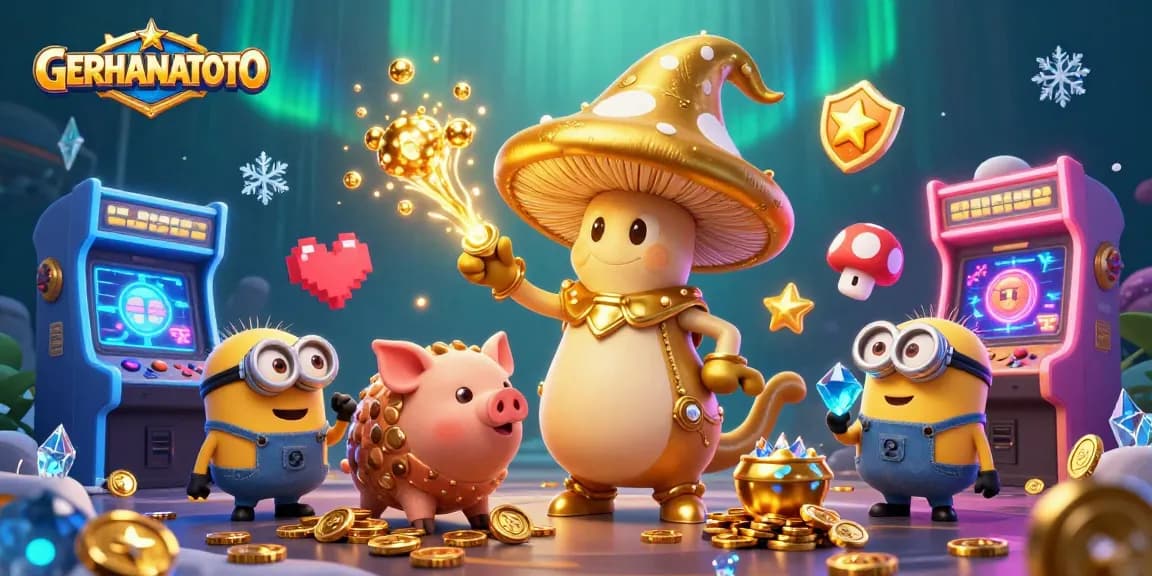 Menggunakan GERHANATOTO, wizard jamur emas yang mengubah segala sesuatu menjadi emas dalam suasana kasino.
