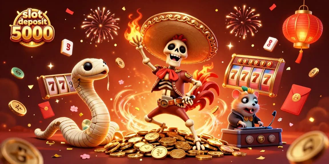 Engage with the excitement of slot deposit 5000 through vibrant 3D casino characters celebrating wins amidst golden coins.