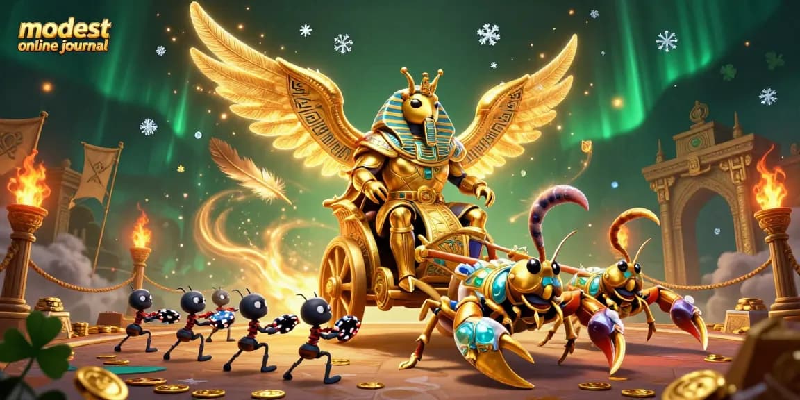 Engage with the majestic scene featuring the modest online journal's animated, casino-themed characters in action.