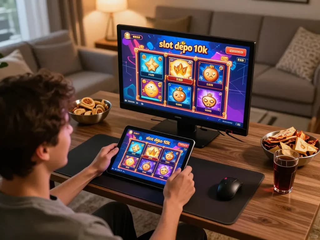 Playing thrilling slot depo 10k games on a tablet at home for an exciting online gaming experience