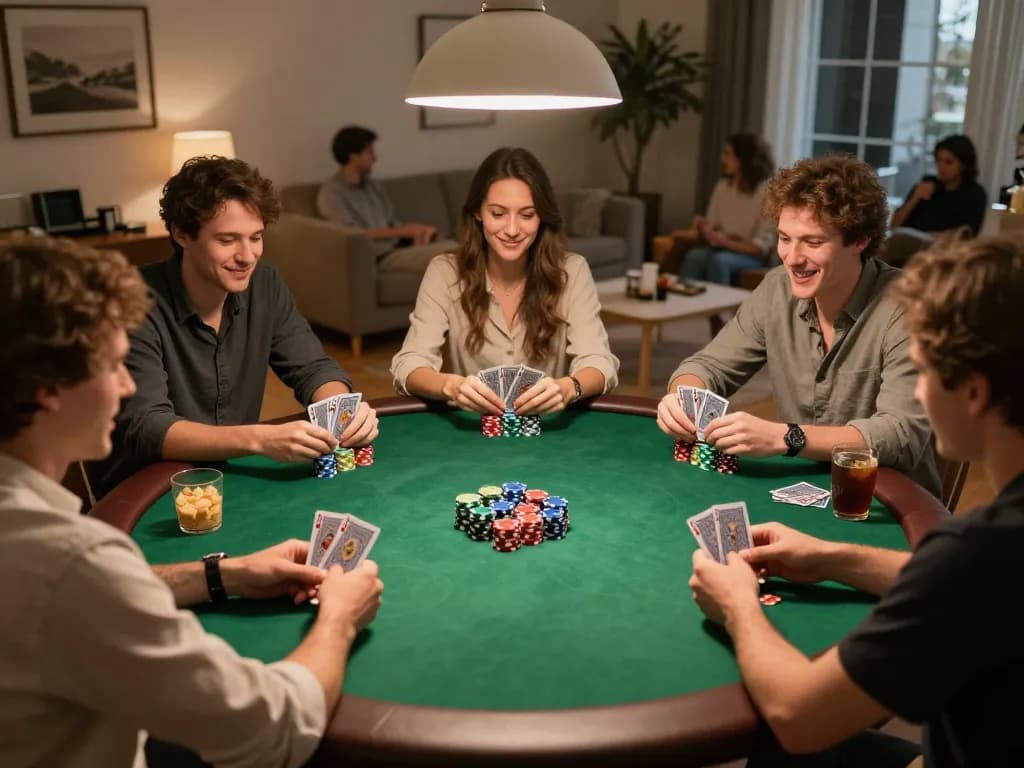 Kubet poker players experience excitement during a friendly home game night