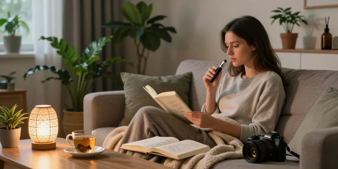 Experience natural wellness with muha meds disposable vape in a calming home environment filled with plants and relaxation.