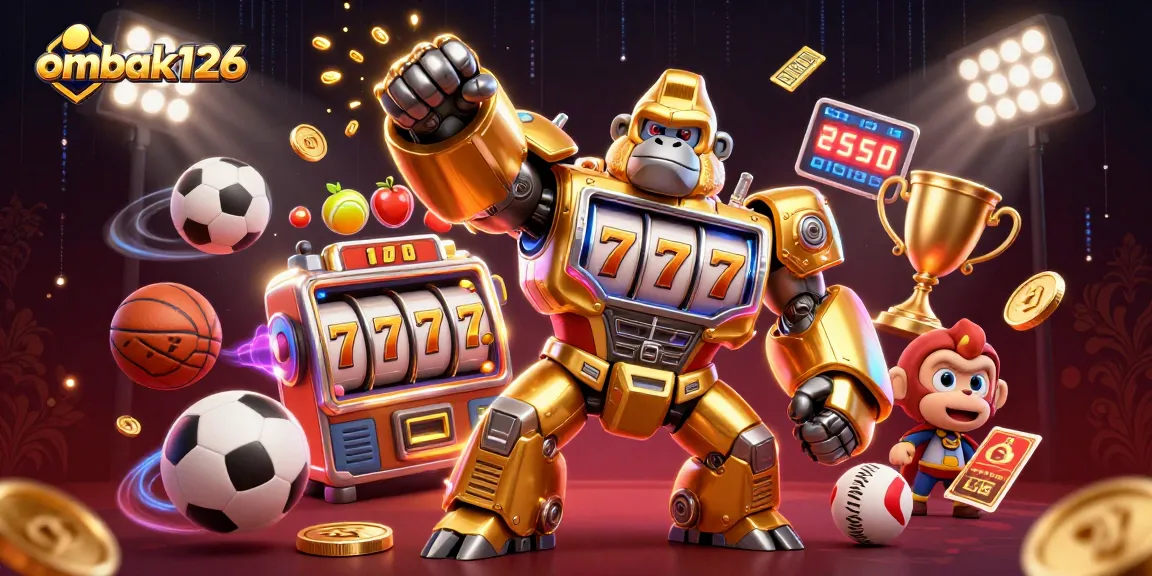 Experience thrilling gameplay with ombak126's vibrant 3D casino elements showcasing jackpots and winning mechanics.