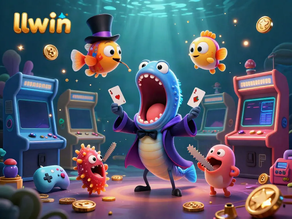 Experience thrilling gameplay at llwin, showcasing a whimsical underwater casino scene with vibrant gaming icons.
