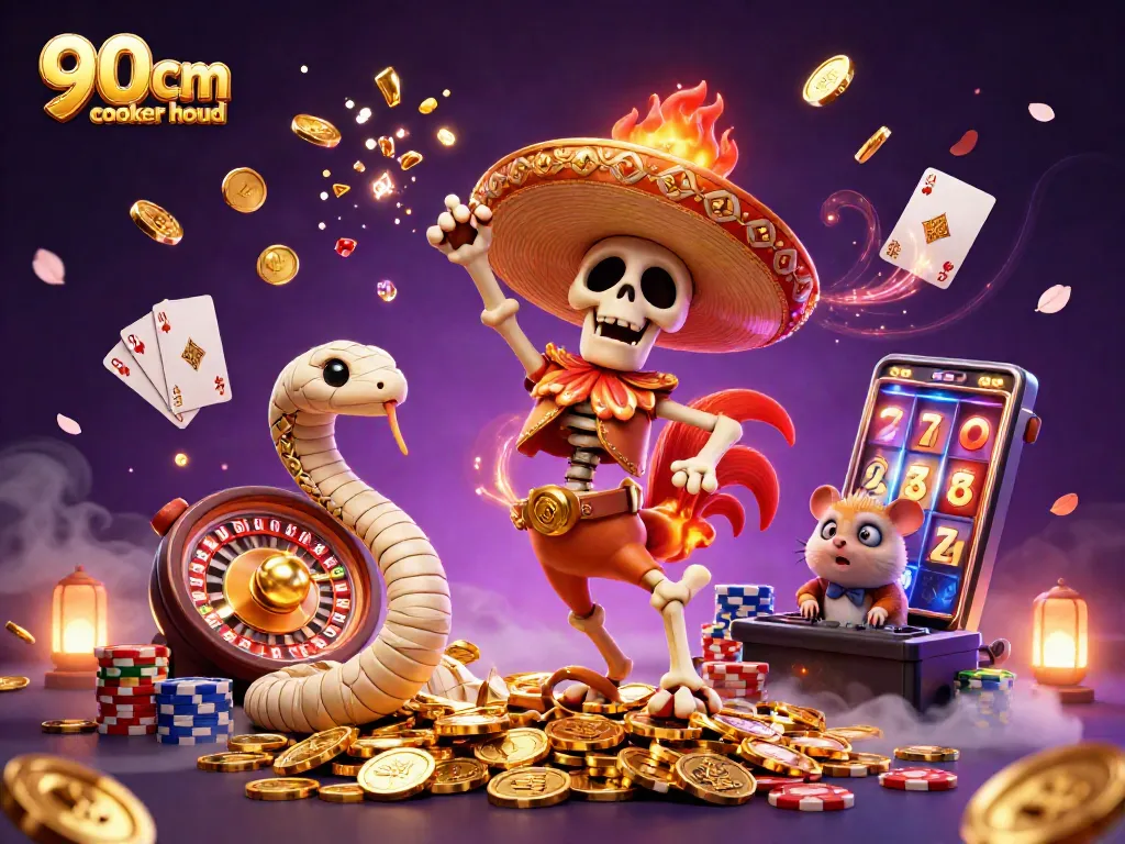 Experience the thrill of a 90cm cooker hood victory dance amidst shimmering casino elements.