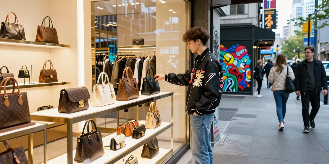 Shopping for high-quality 레플리카 fashion items in a vibrant urban store.