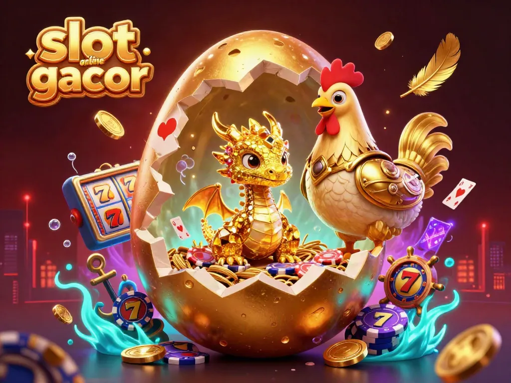 Unleash your luck with slot online gacor; discover a golden dragon amid vibrant casino treasures.