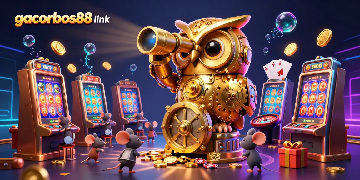 Experience the excitement of gacorbos88 link with a dynamic 3D casino scene showcasing vibrant game elements.