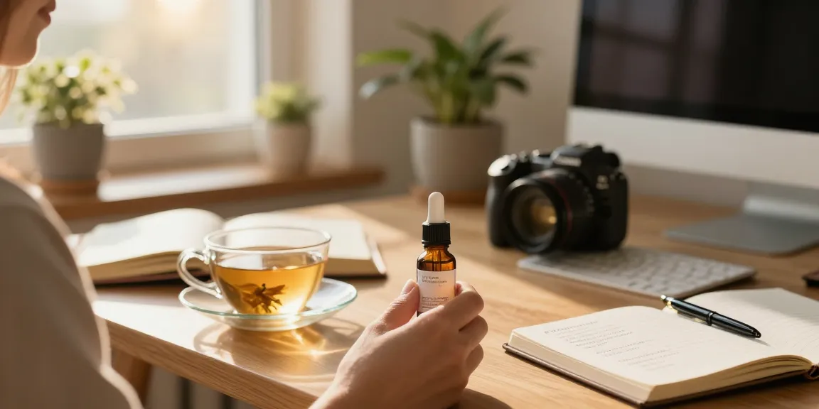 cbd online canada - a person peacefully using full-spectrum CBD oil in a sunlit home environment.