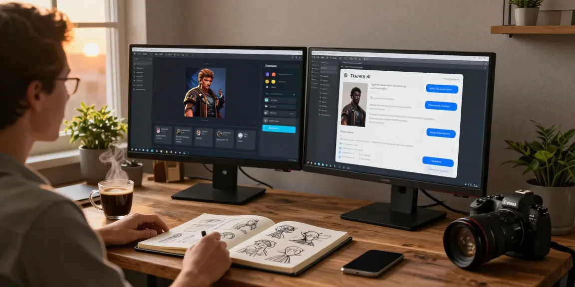 Engaging user workspace with Tavern AI character creation tools and cozy ambiance.