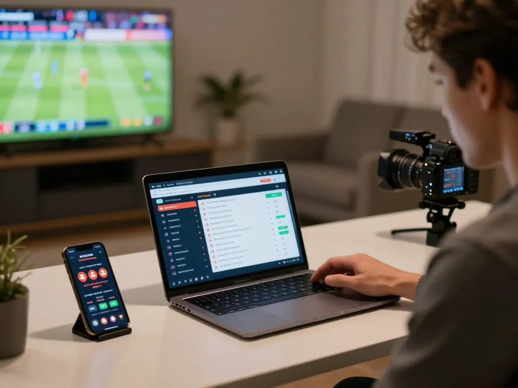 Engaged user analyzing odds and betting on vip99win platform while watching live sports