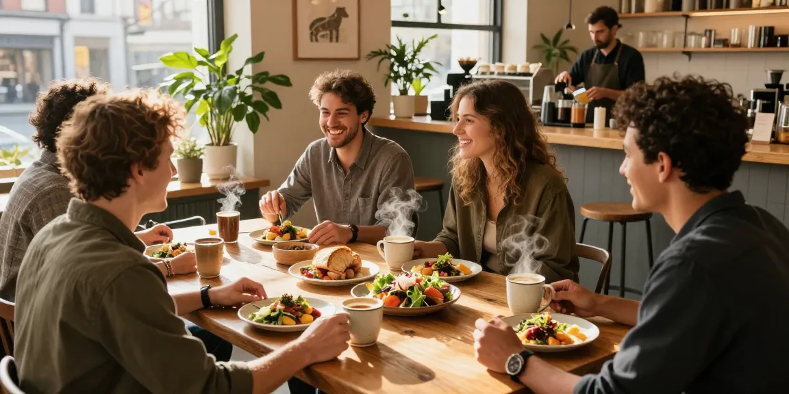 Gathering of friends sharing a meal in an urban café setting, showcasing vibrant dishes https://forumup.org/shop/search.php?ca_id=&addr1=&addr2=&addr3=&schKeyword= during golden hour.