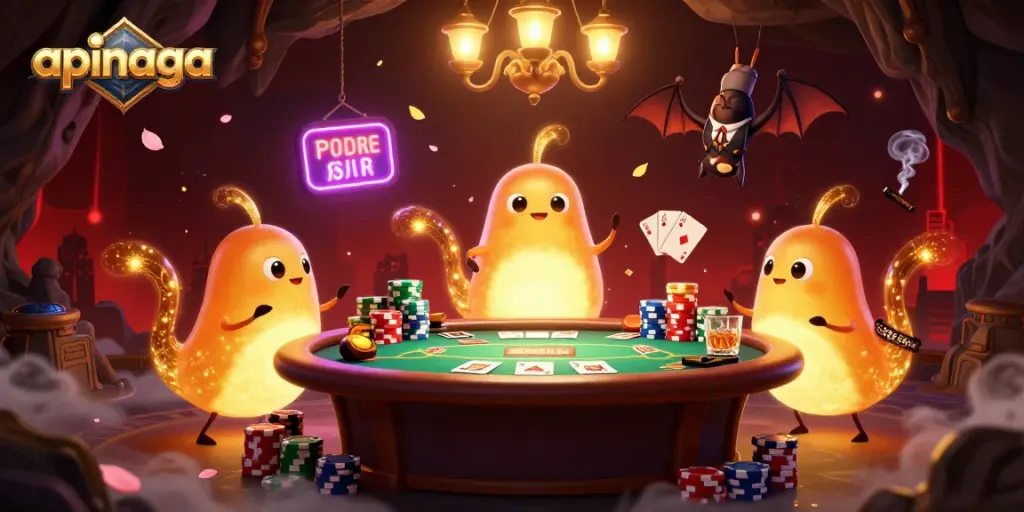 Bet big at the apinaga cave casino illuminated by glowing glowworms, with a vibrant poker scene.