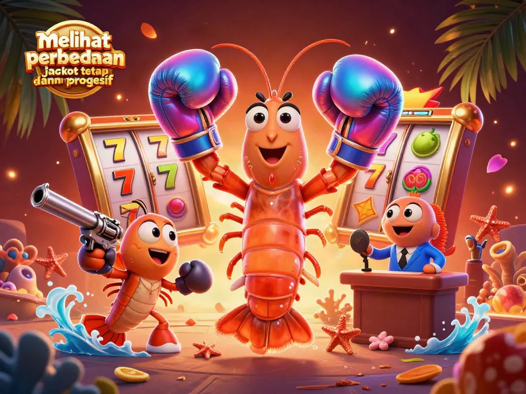 Melihat perbedaan jackpot tetap dan progresif dalam ilustrasi kasino yang menarik.