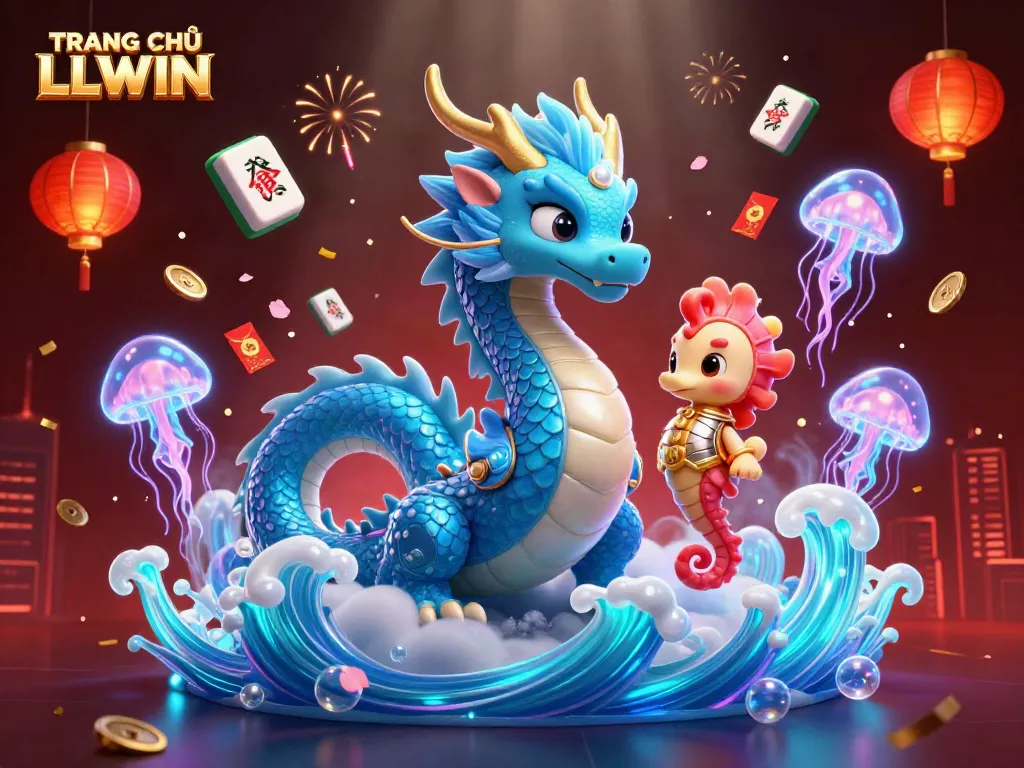 Experience TRANG CHỦ LLWIN with a mystical azure water dragon and dynamic gaming elements
