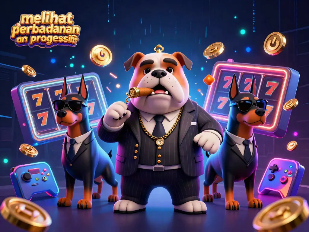 Ilustrasi 3D yang menunjukkan melihat perbedaan jackpot tetap dan progresif dalam suasana kasino virtual.