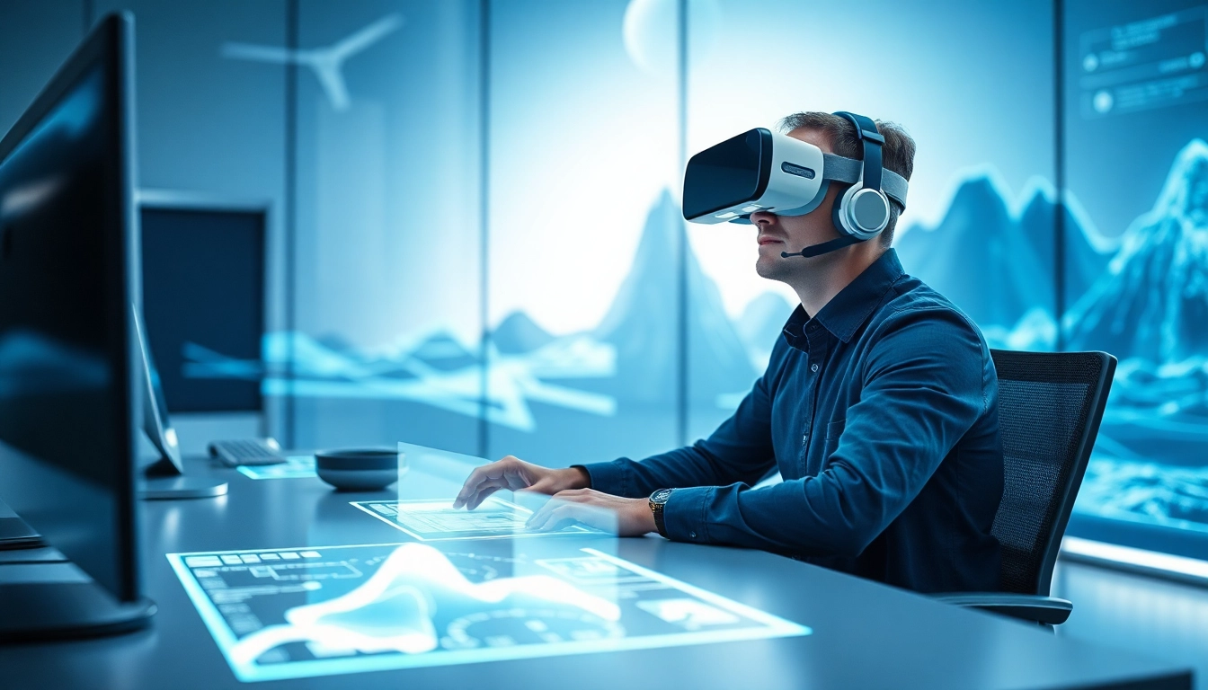Engage with geekthc technology in a modern workspace boasting VR and AR innovations.