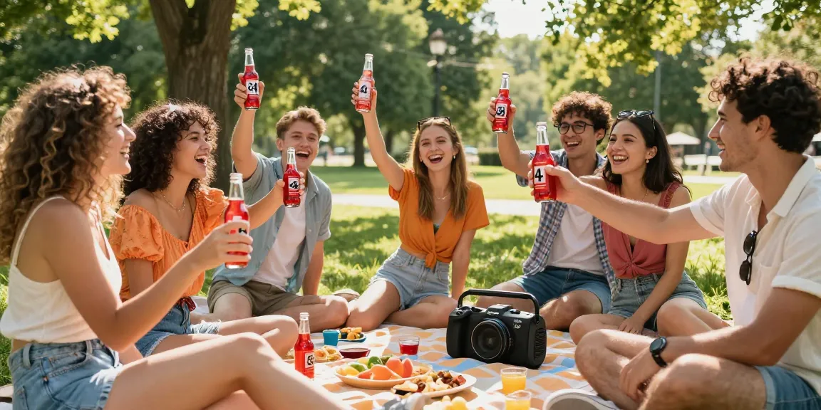 Friends enjoying Popper C4 Red 10ml at a lively outdoor picnic, conveying excitement and connection.