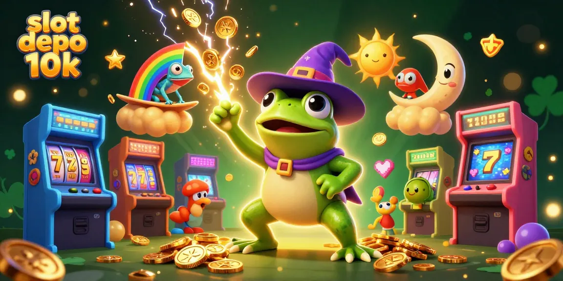 Spin the reels for exciting wins with slot depo 10k at this vibrant casino illustration.