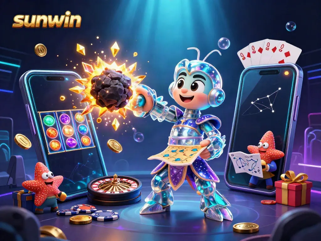 Experience thrilling gameplay with sunwin in a dynamic casino scene featuring vibrant characters and games.