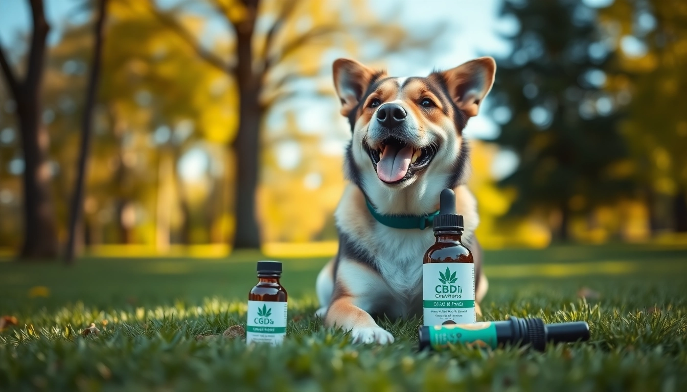 Highlighting the benefits of CBD Oil For Dog, a relaxed dog enjoys a sunny day in the park.