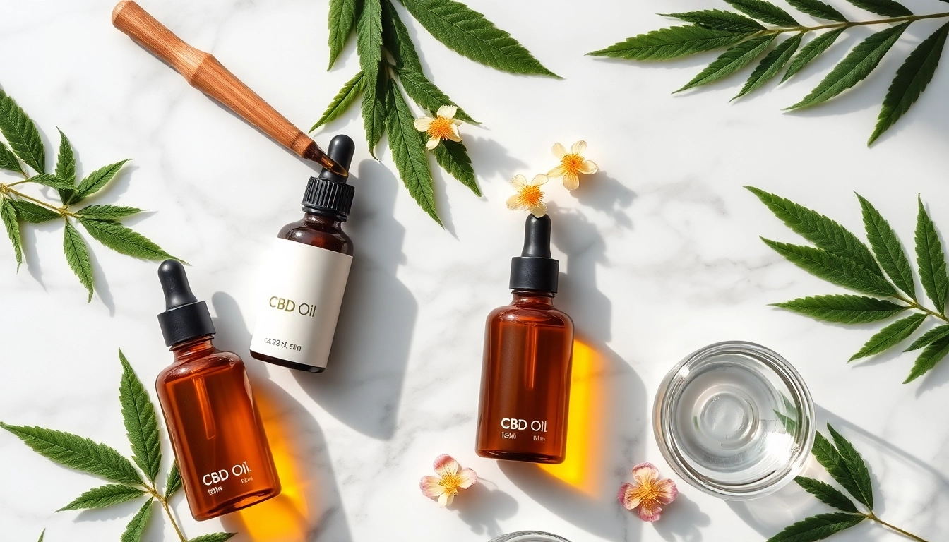Enhance skin health with CBD oil for skin along with natural botanical elements in a serene layout.
