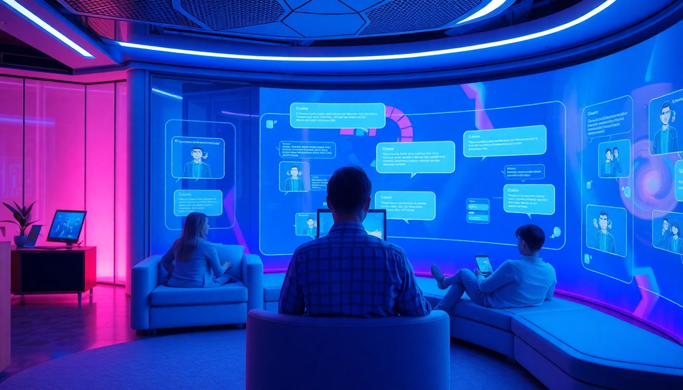 Engaging in intimate conversations through sex AI chat in a futuristic digital workspace.