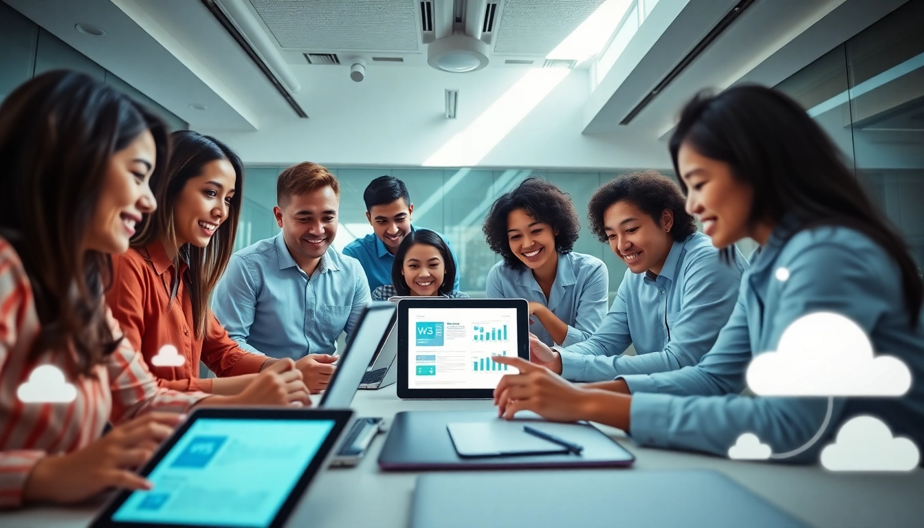 多设备上显示 WPS下载 界面的协作工作区。