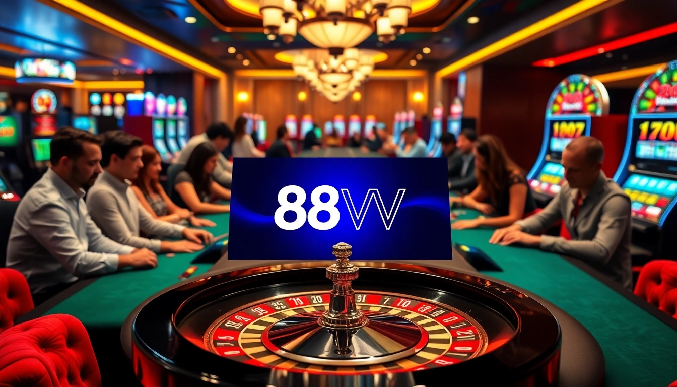 Exciting poker scene at a casino table highlighting the 88vv logo and vibrant chips.