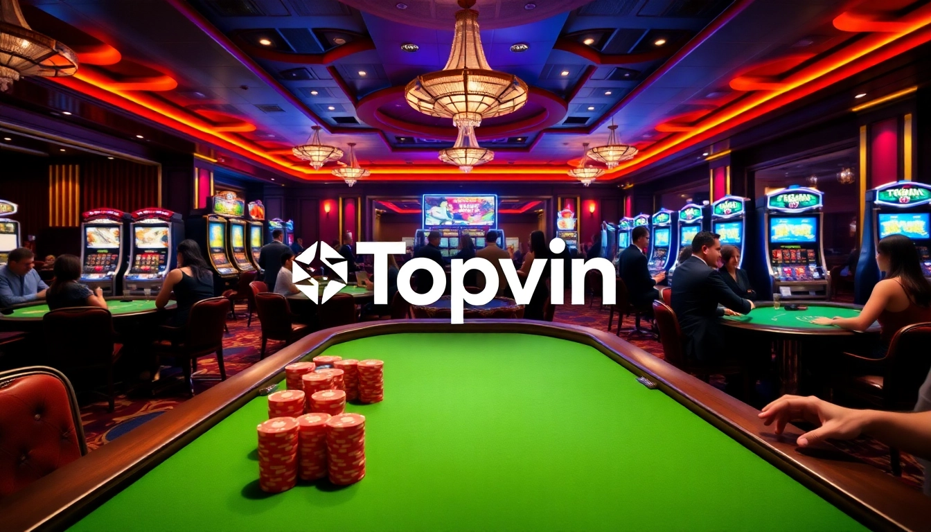 Topvin casino scene showcasing exciting gaming tables and vibrant atmosphere.