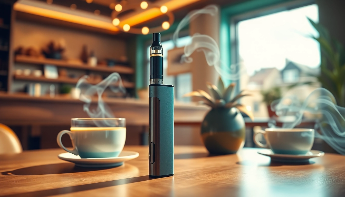 Discover the sleek design and vibrant colors of disposable vapes in a stylish coffee shop setting.