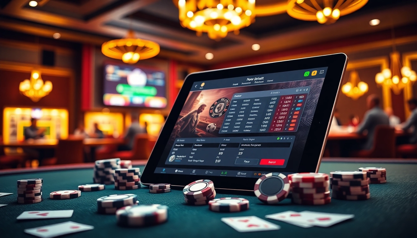 Engage with Nowgoal bóng đá through an immersive casino scene showcasing online betting excitement.