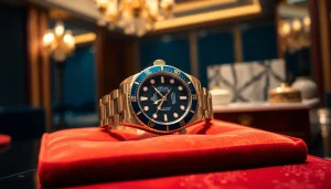 Admire this exquisite rolex replica, showcasing intricate details and luxurious design in an elegant display.